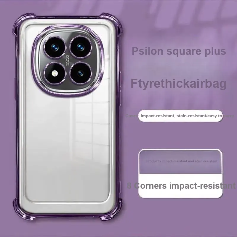 LONGYUGU Silicone Material Transparent Quad Cube Shockproof Phone Case Compatible With Redmi Note 13/12/11/10 Series-5