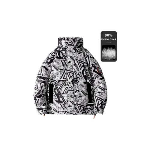 YAYA Пуховик Мужской Бежево-Цветочный