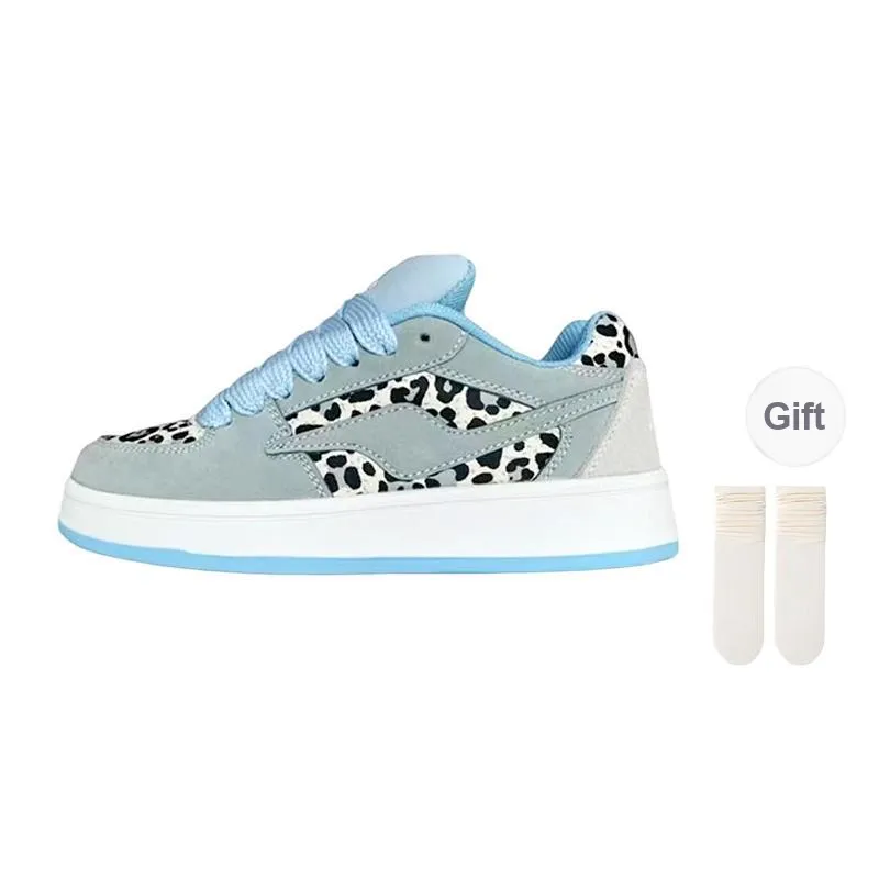 Fawn Miri Coverage Anti-Slip And Wear-Resistant Low-Top Skateboard Shoes Women's Leopard Print