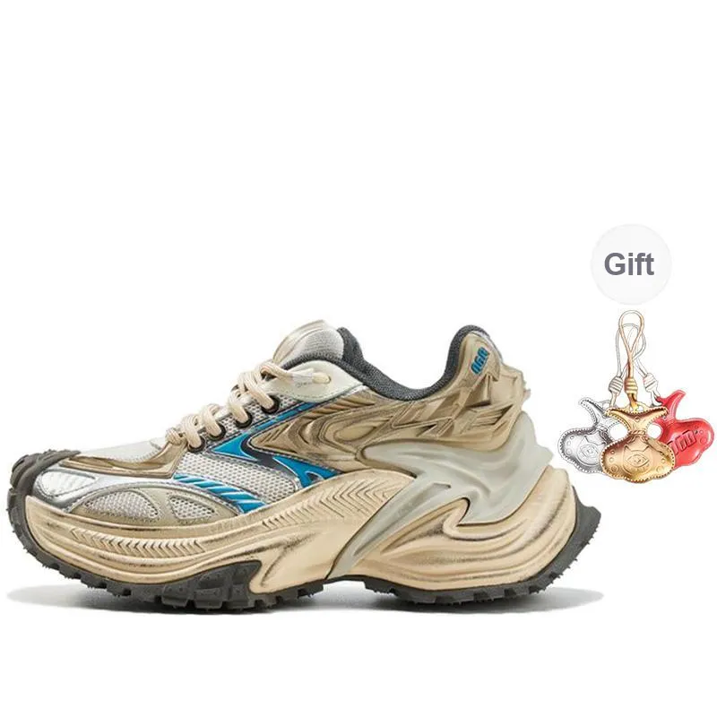 OGR Height Increasing Low Top Running Shoes Unisex Light Dune Destroyed