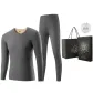 Men's Clothing Sets (Downpour Gray)-Thermal Fleece/Seamless Round Neck/Mulberry Silk Skin-Friendly