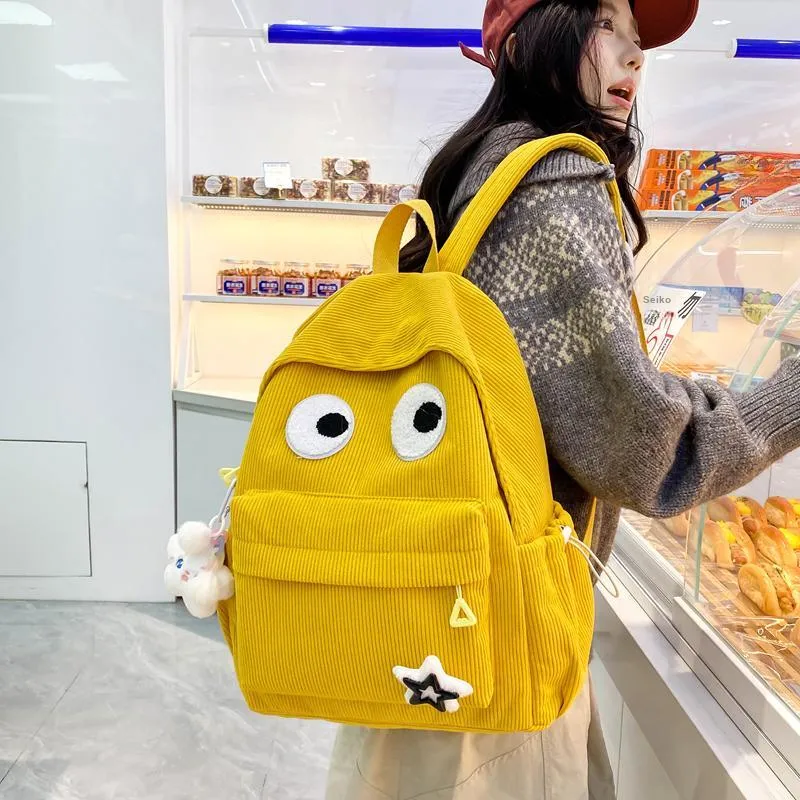 Yalu Nylon Backpack Unisex White/Black/Yellow/Dark Brown/Black Green-7