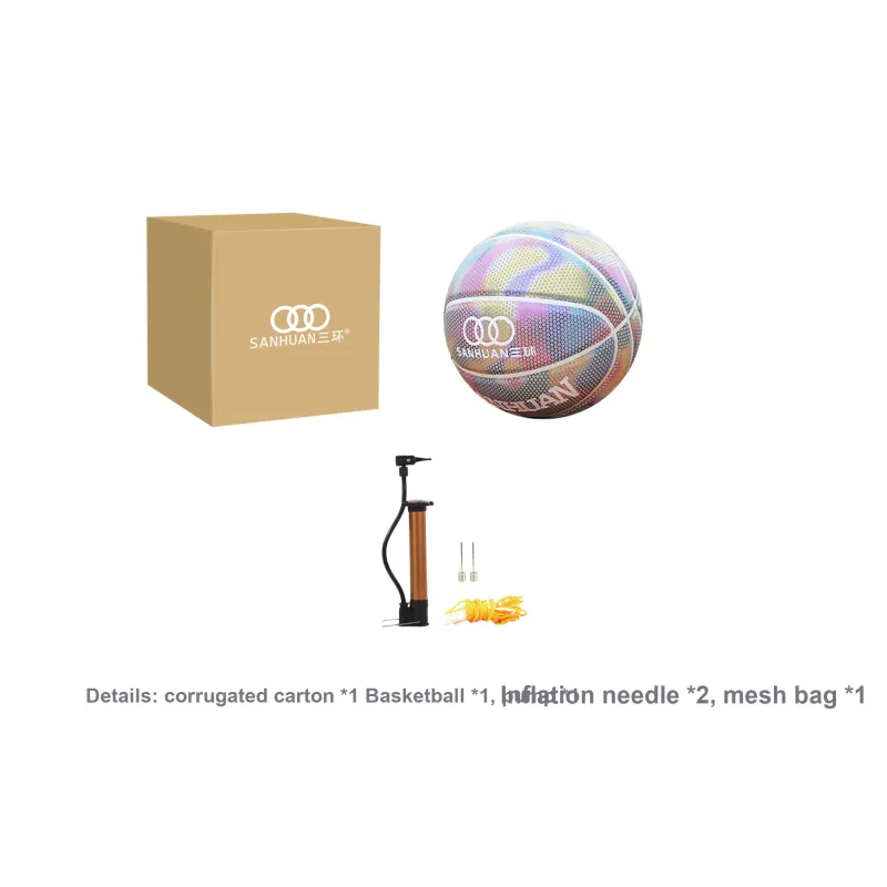 THREEHUAN PU Basketball Size 7 Ball Reflective Training Unisex-6