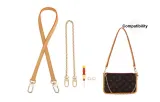 [Sub-Bag Modification Underarm Clothing Sets]Cow Leather Shoulder Strap 60cm+Decorative Chain+Modified Buckle