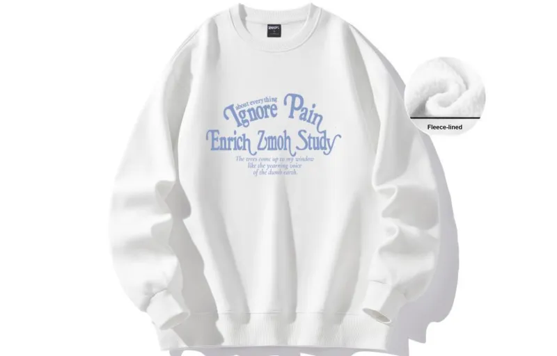 ZMOH Fleece Lined Crew Neck Sweatshirt Men's Couple's-1