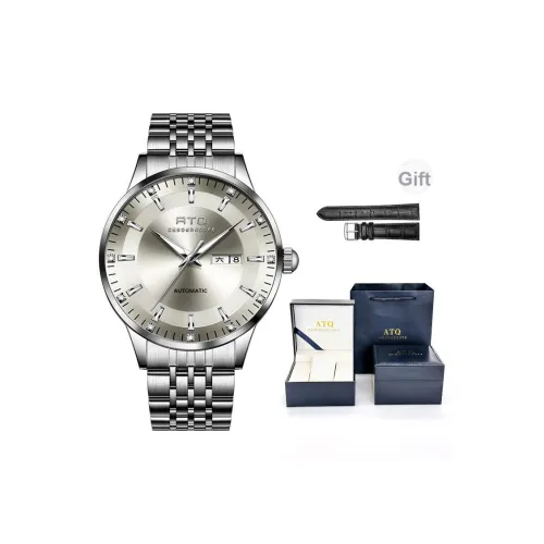 ATQ Автоматический механический механизм ремешок из нержавеющей стали мужские часы серый циферблат
