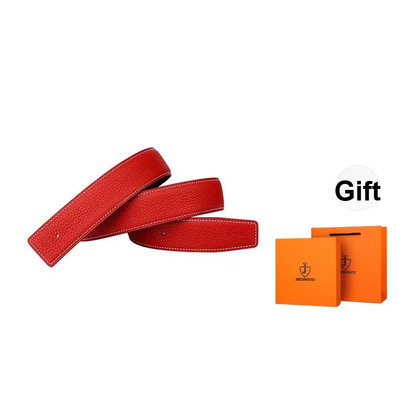Jaylen Oos Headless H Buckle Smooth Buckle Unique Design Double Sided Top Grain Cow Leather Leather Belts Men's