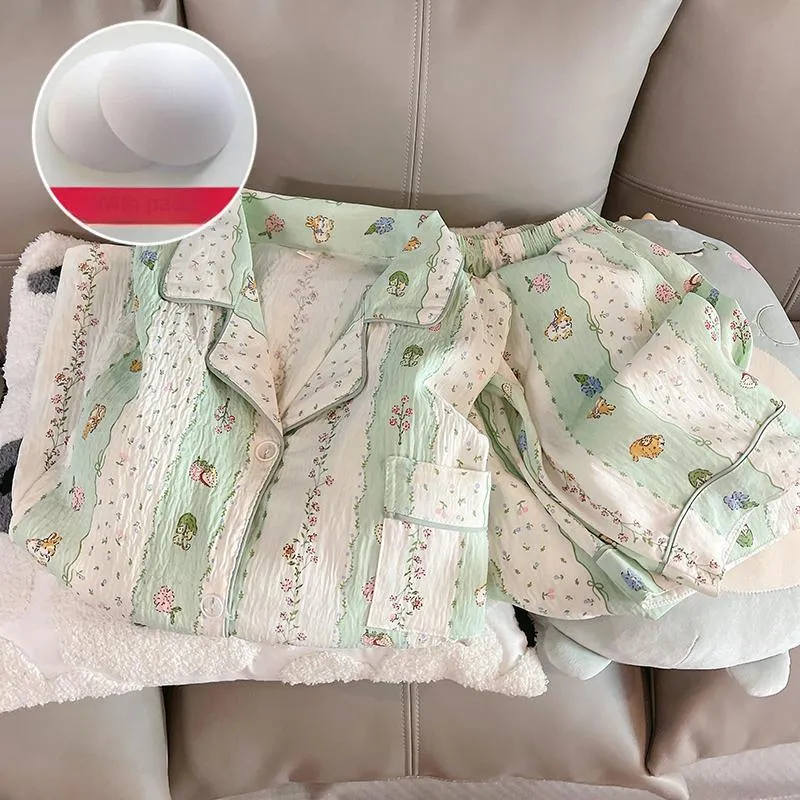 XIAFENYAN Pajama Set Women's Green-1