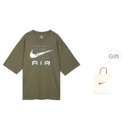 Nike Sportswear T-Shirts Men Olive Green Short-sleeved+Gift Bag