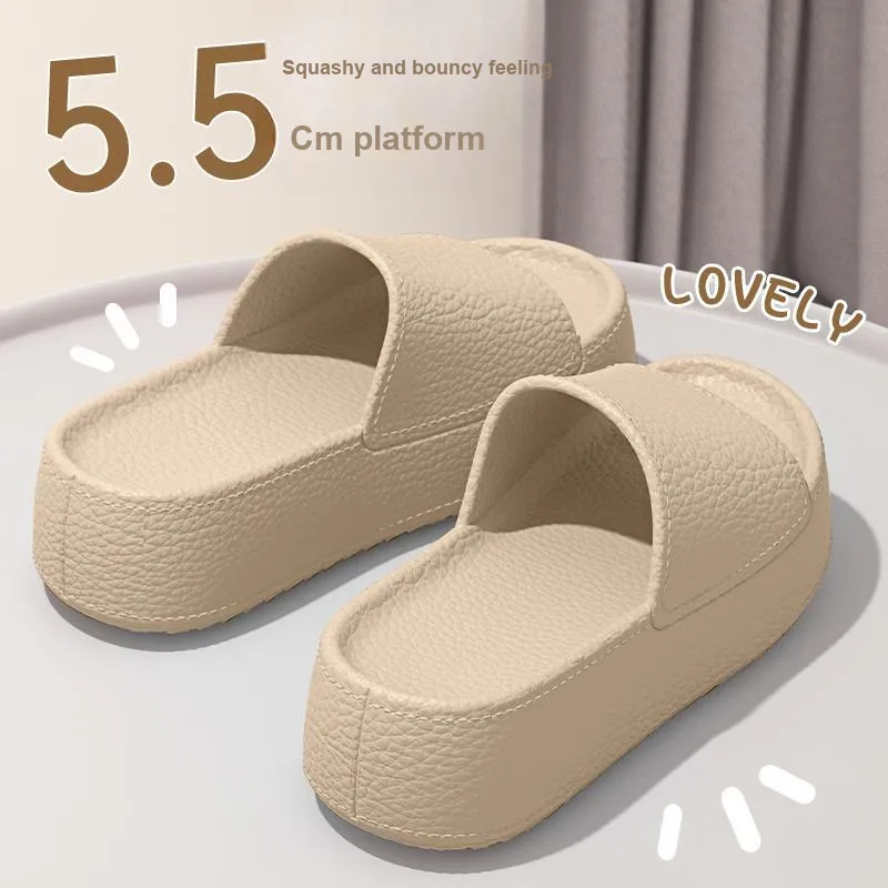 LUNNIFEIYA Platform Slippers High Heel Slip Resistant Versatile Height Increasing Home Slippers-9