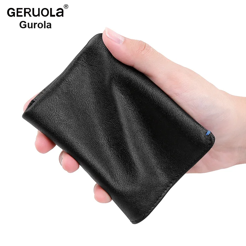Gorora Vegetable Tanned Top Grain Cow Leather Wallet Men's Classic Black/Coffee-3