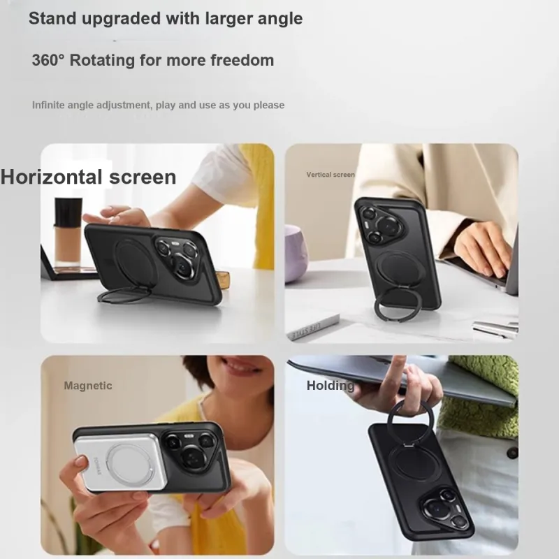 Andmo Acrylic Material Matte Transparent Magnetic Invisible Stand Phone Case Compatibility Pura70/70Pro/Ultra-3