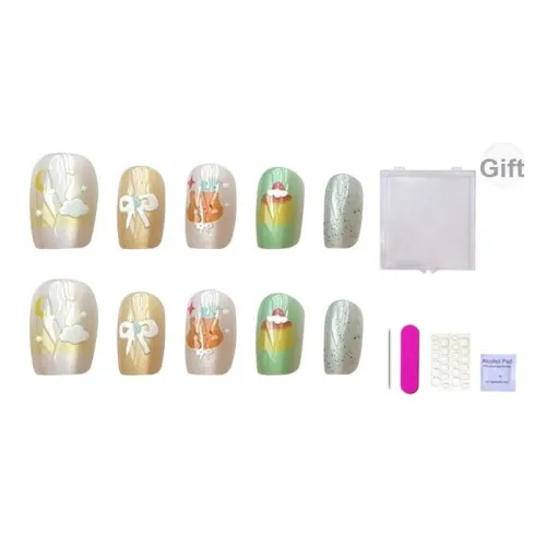 ORANOT Желто-оранжевый тайский стиль стиль граффити милый горячая девушка кошачий глаз мультяшный ручной рисунок False Nail короткий лестница 14 мм