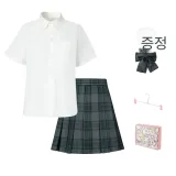 [아키타 Standing 중간 39cm] + 반팔 플러시 화이트 블라우스 + 나비 넥타이
