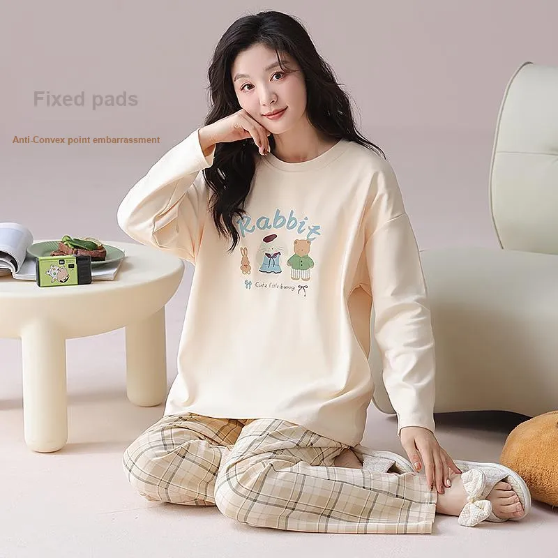 XIAFENYAN Pajama Set Women's Apricot-7