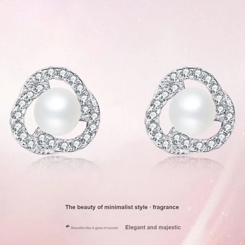 LAOMIAO Pearl Stud Earrings Women's-5