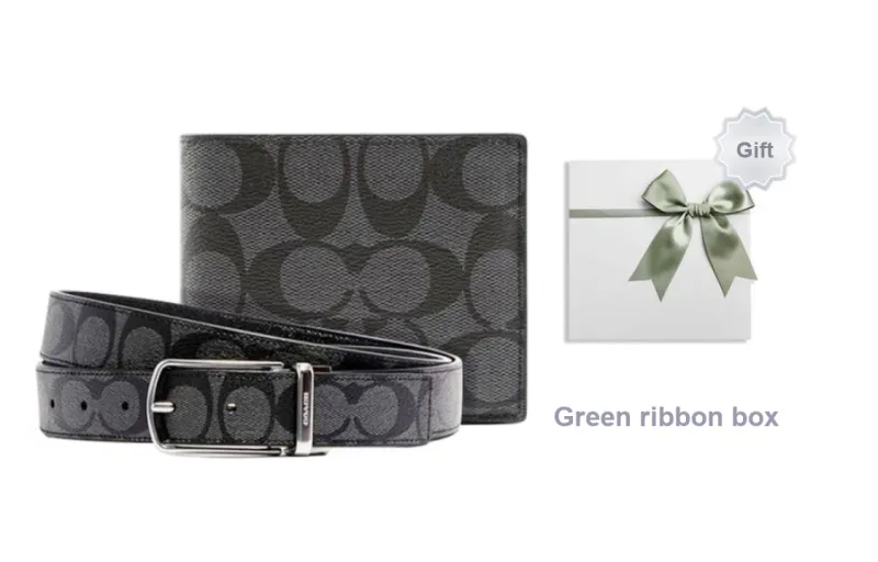 COACH Men 3 IN 1 Wallet Charcoal/Black-6