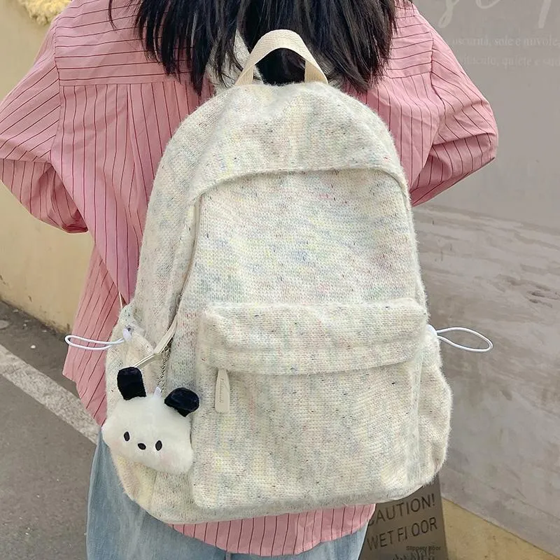 Yalu Composite Cloth Backpack Women's White/Yellow/Blue/Pink-2