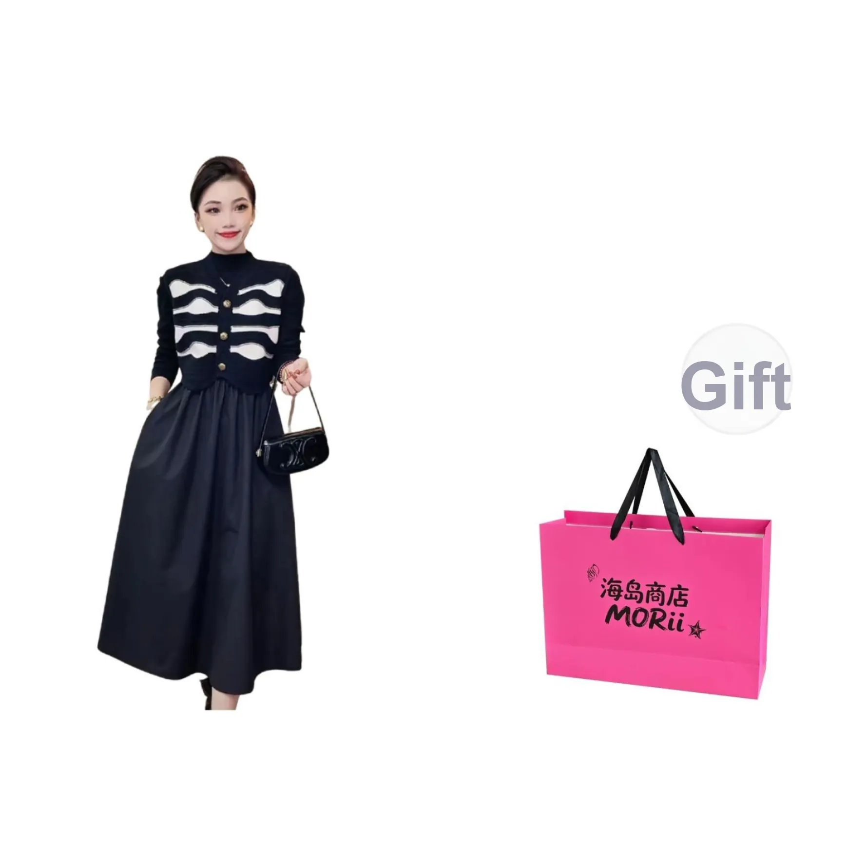 MORii Черный Жилет Сумка для покупок Женская Трикотаж