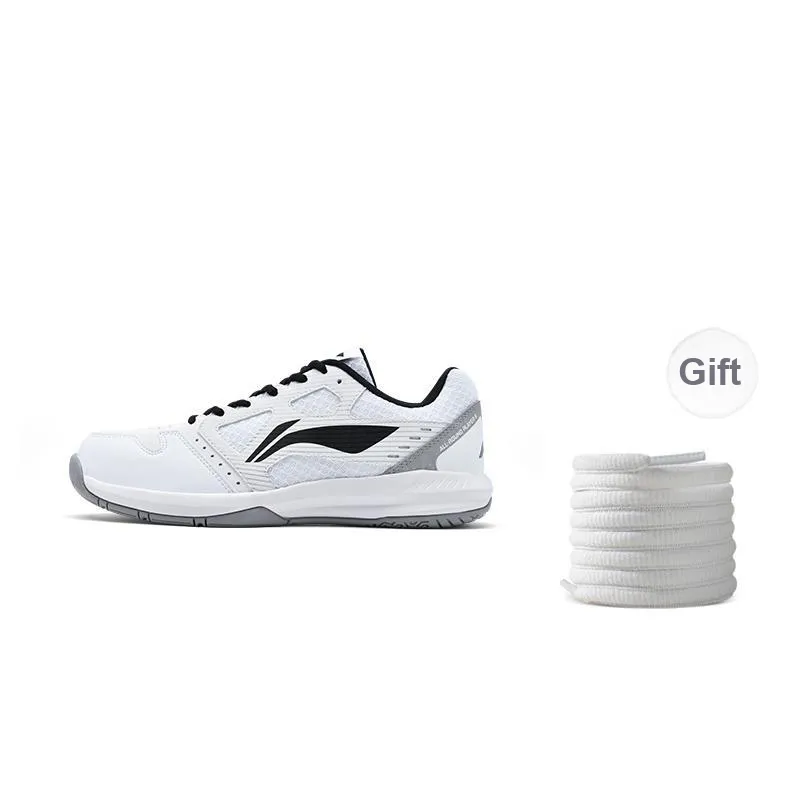 LiNing Feather Anti-Slip Wear-Resistant Low-Top Badminton Shoes Unisex White Black-5