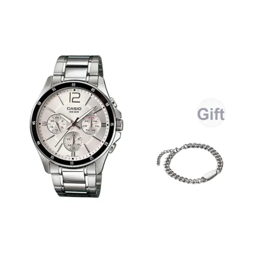 CASIO Кварцевый механизм Часы Мужские Серебристый циферблат
