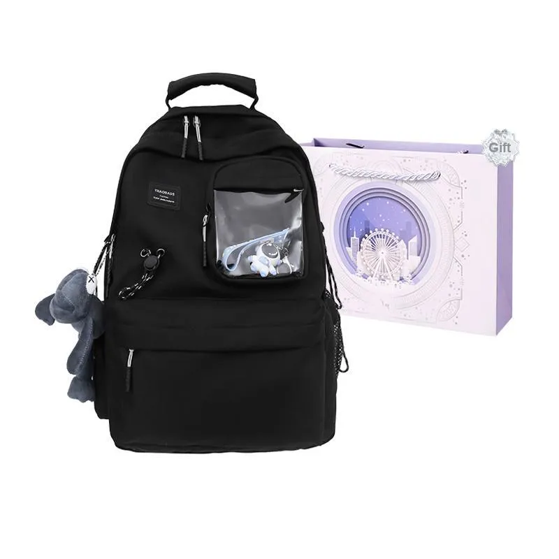 Baona Nylon Backpack Medium Size Unisex 1015 White/1015 Black/1016 White/1016 Black-13