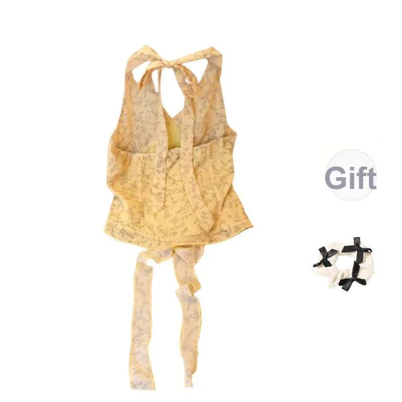 CPAURA Tank Tops Women's Yellow+Bowknot Hair Tie Comes With-1