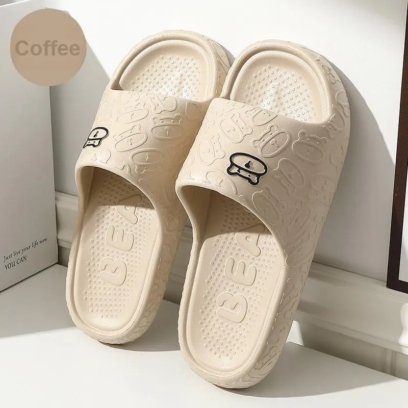 CEO EVA Quiet Home Bathroom Summer Slip Resistant Squashy And Bouncy Feeling Cartoon Bear Platform Slippers-12
