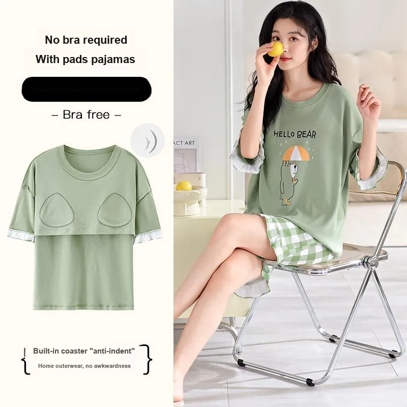 BONAS Pajama Set Women's Light Green-5