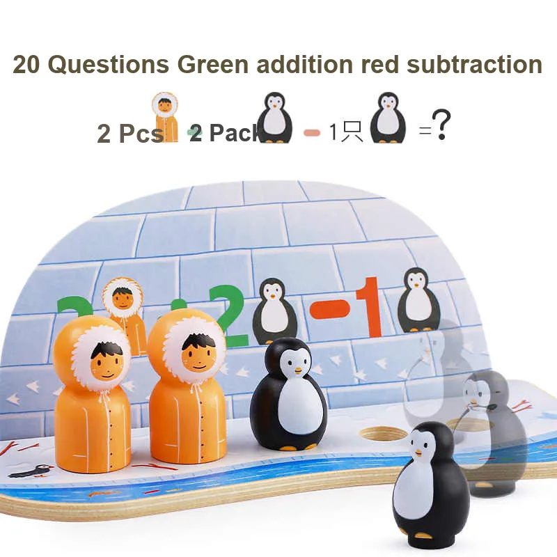 DJECO Antarctic Math Camp Tabletop Game Penguin Addition And Subtraction Board Games-3