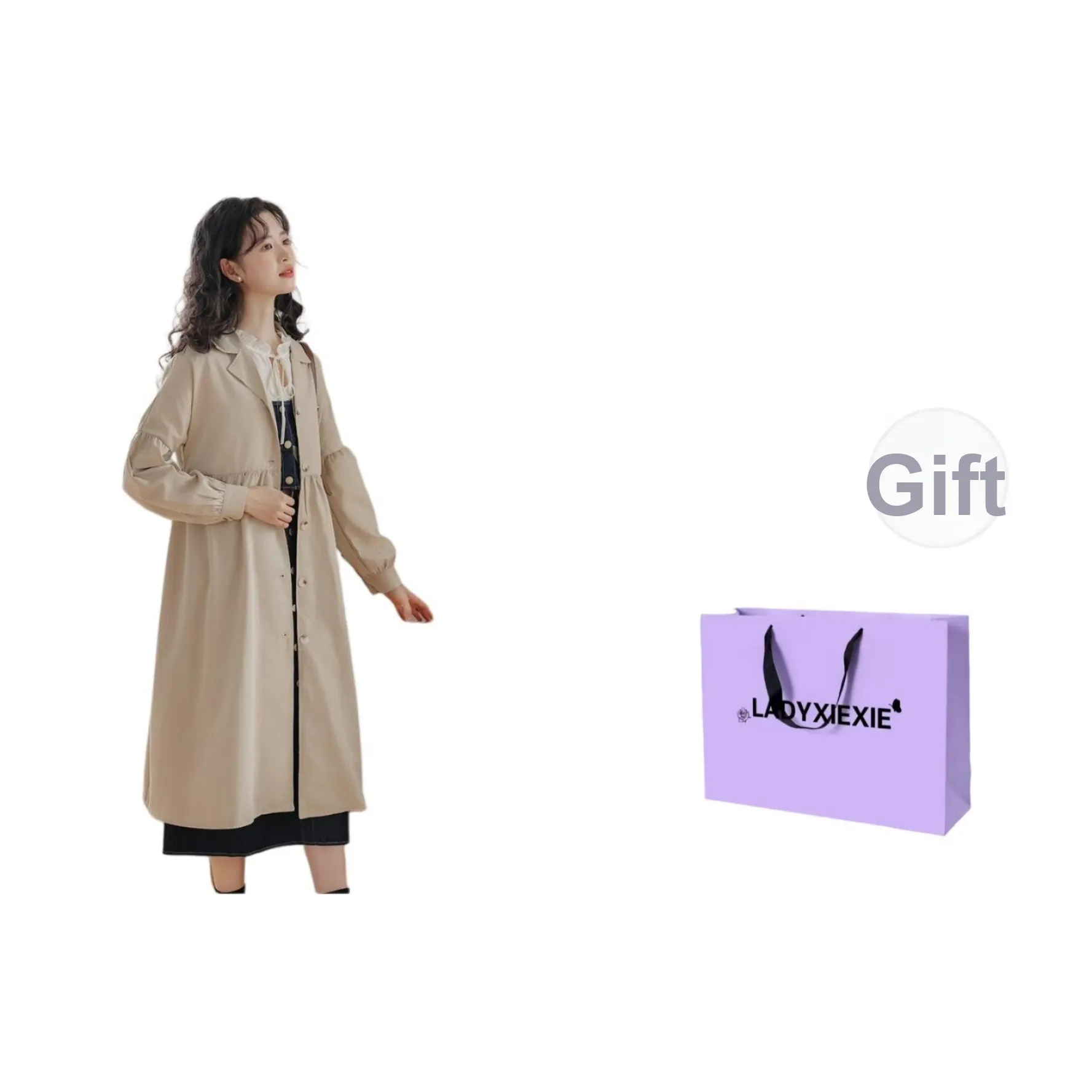 LADYXIEXIE Хаки Женская тренч-куртка