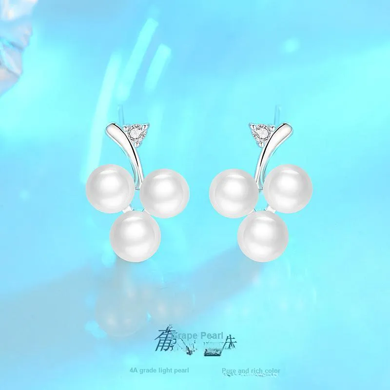 Andaozi Pearl Stud Earrings Women's-1