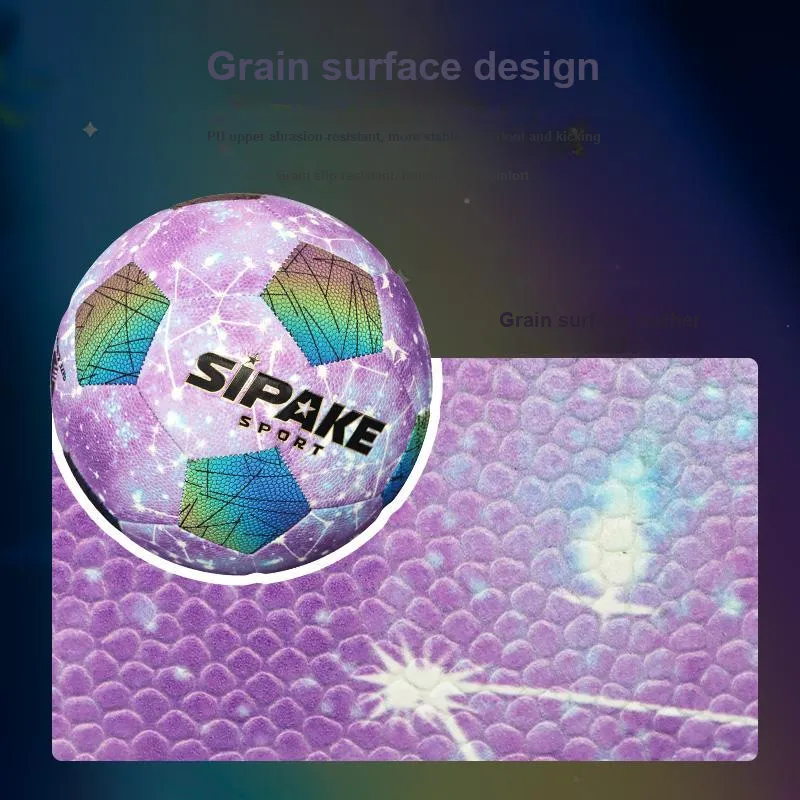 SIPAKESPORT Size 4 5 Size Soccer PU Machine Stitched Soccer Ball Unisex Starry Sky Purple-5
