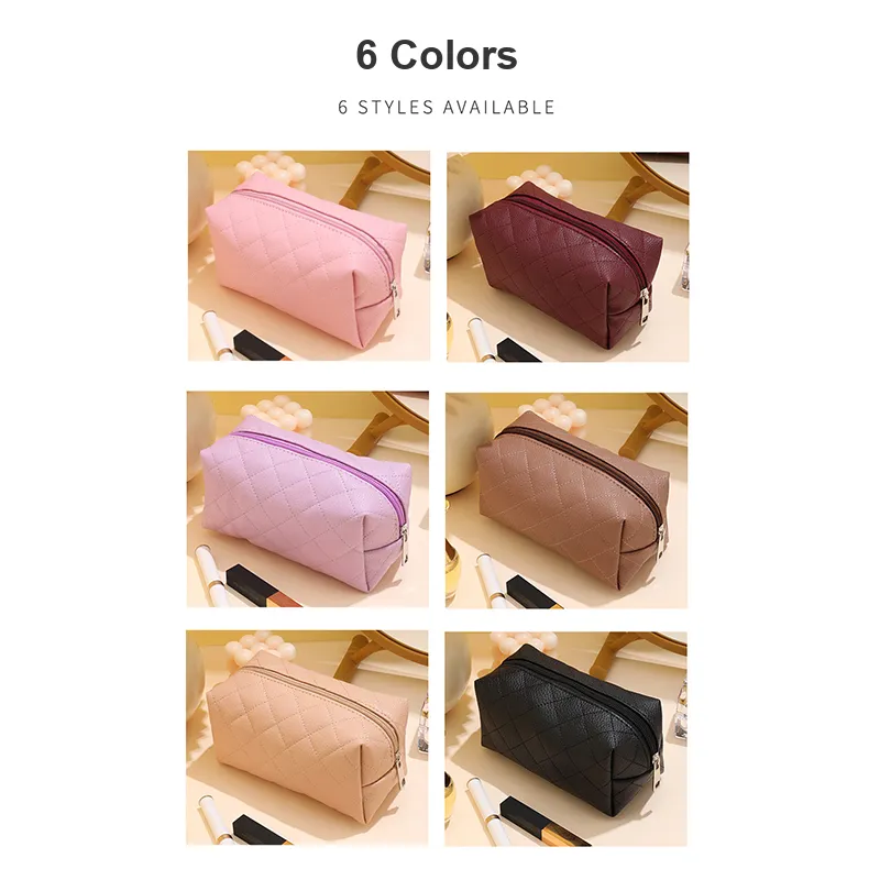 Love Of Wormwood Diamond Pattern Makeup Bags Waterproof, Super Light, Packable, Minimalist Style Design-2