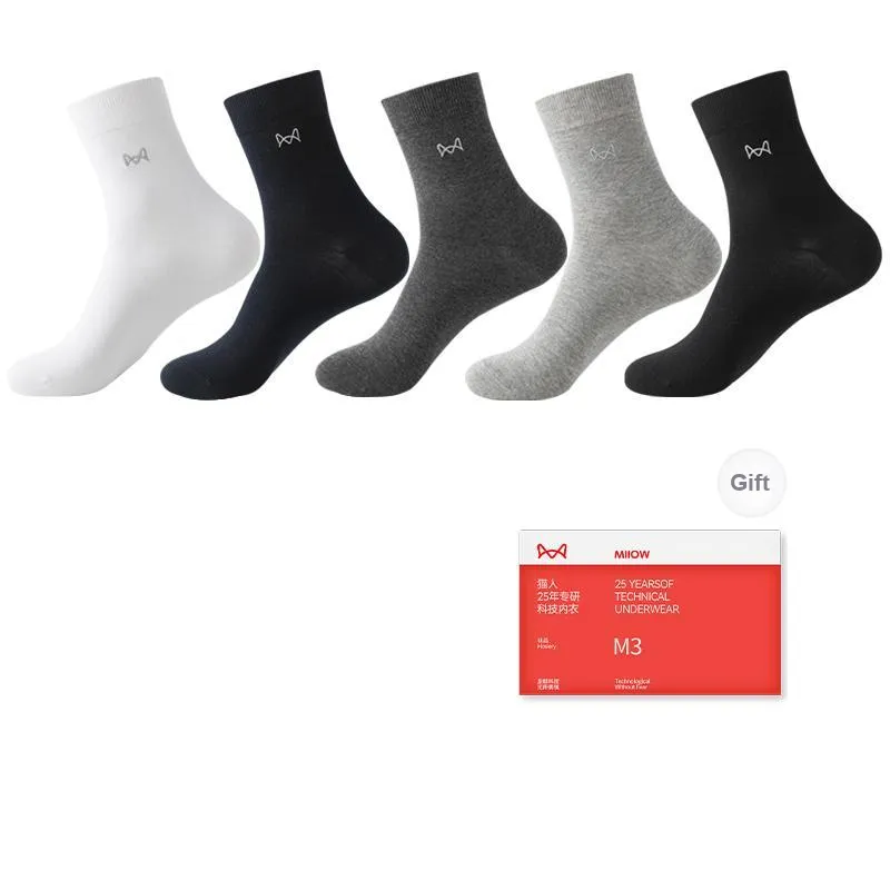 MIIOW Mid Calf Socks Men's 5 Pack Gift Box Set-17
