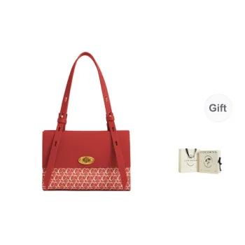 COCOEVA Cow Leather Large Capacity Handbag Shoulder Bag Women's Auspicious Red/Twilight Brown/Brown Coral