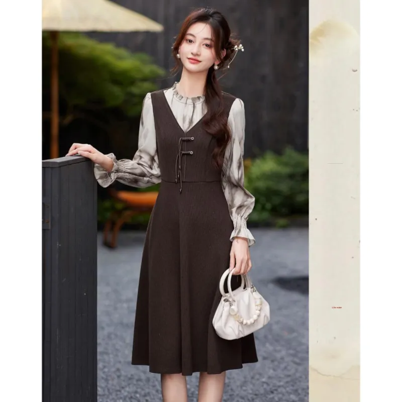 Like The Age Of Water Fall Long Sleeved Dress Loose Fit Women's-1