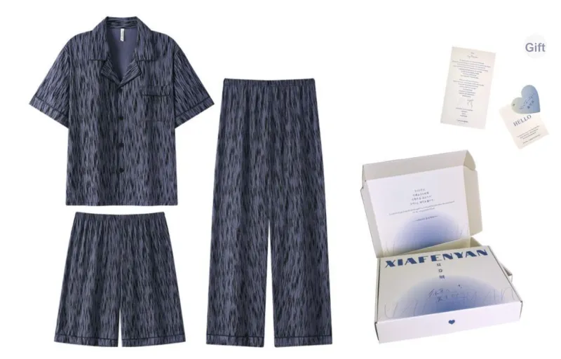 XIAFENYAN Pajama Set Men's Gray-0