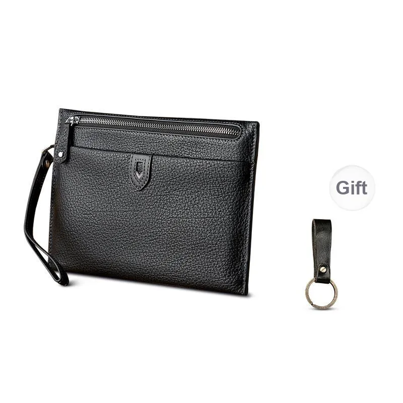 Simple&nature Cow Leather Clutch Regular Unisex Black-4