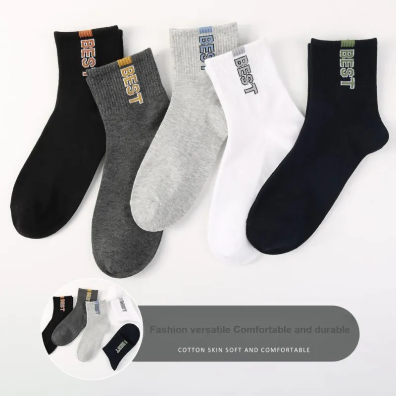 H YXIANG Mid Calf Socks Men's 5 Pack Multicolor-4