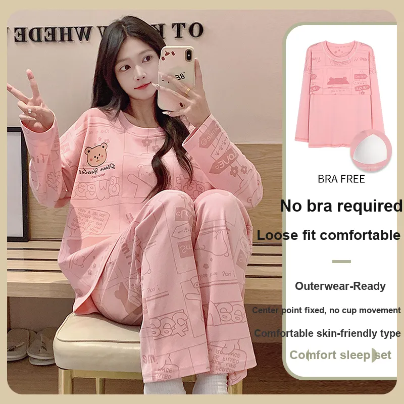 BONAS Pajama Set Women's Comic Bear-2