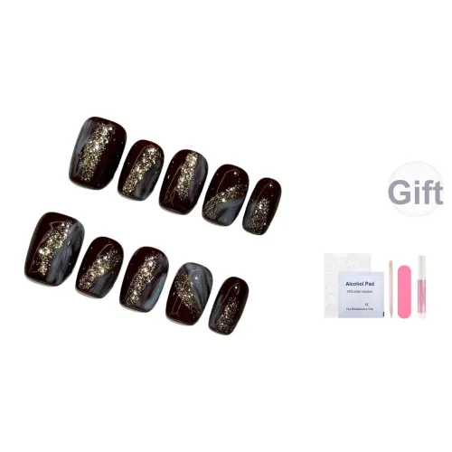 Fanze Роскошь Осветляющий Ручная работа Искусственный Ногтик Короткий ЛАДЬЕР Черный Размывание 15 мм