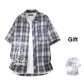 Navy Blue Plaid+White[T-Shirt]