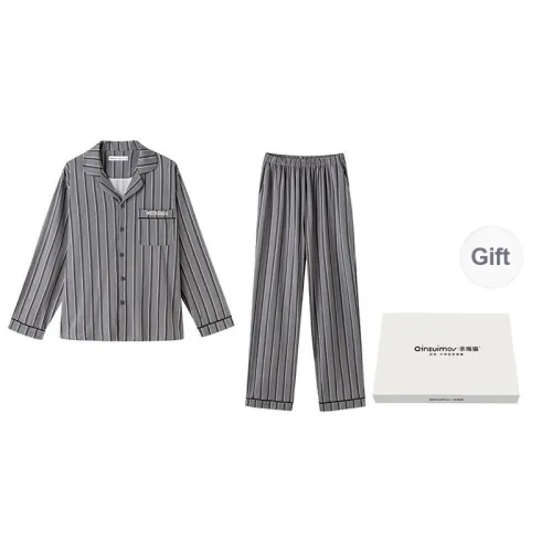 QINZUIMAO Pajama Set Men's Gift Box Set Gray