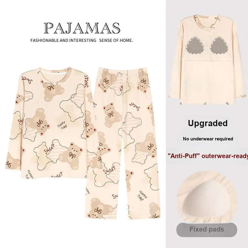 XIAFENYAN Pajama Set Women's Apricot-1