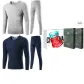 Crew Neck 2-Piece Underwear Set (Light Gray+Navy Blue) Thickened and Fleece-Lined/Premium Gift Box Set