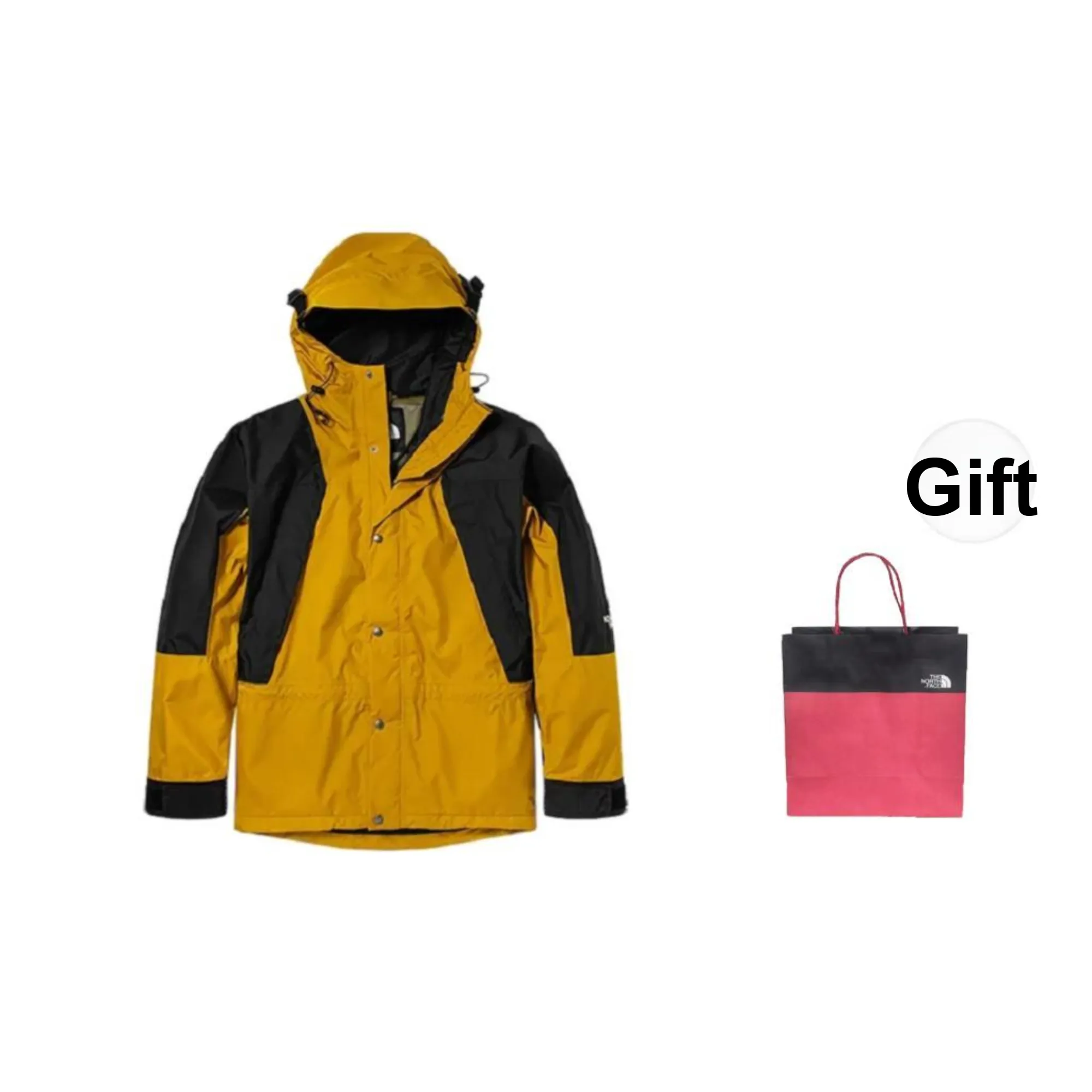 THE NORTH FACE Waterproof And Windproof Windbreaker Jacket Men's Black Yellow Multicolor Gift Bags