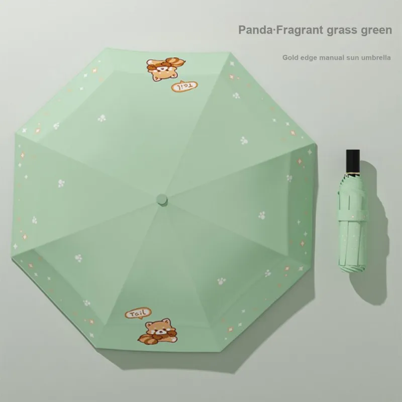 Womi Cartoon Lace Trim Panda Sun Umbrella Sunny And Rainy Dual Use Folding Umbrella-5