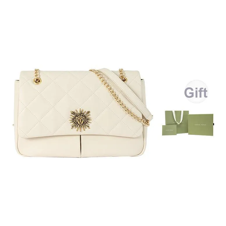 VANESSA HOGAN Helios Series Коровья кожа Подмышечный Сумка с цепочкой Портативная Сумка через плечо Сумка через плечо Женская Экрю Heise