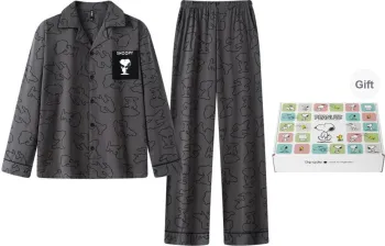 Gongdie x SNOOPY/, Pajama Set Men's Gift Box Set Dark Gray